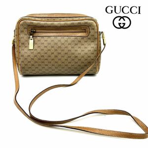 1円〜　【希少】　GUCCI グッチ　ショルダーバッグ　GGキャンバス　インターロッキング　ブラウン　ベージュ　K188