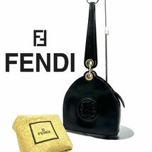 1円〜　【希少】　フェンディ　FENDI オールドフェンディ　 ハンドバッグ　ブラック　レザー　保存袋付き　シリアルナンバー有　K237_画像1