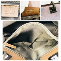 1円〜　【美品】　GUCCI グッチ　ハンドバッグ　オールドグッチ　GGキャンバス　レザー　パープル　ピンク　シリアルナンバー有　K185_画像10