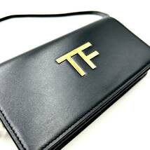 1円〜　【極上美品】　トムフォード　TOM FORD ショルダーバッグ レザー 革　黒 ブラック ロゴプレート　K164_画像4