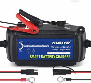 【送料込】　ADPOW 12V バッテリー充電器 5A バッテリーチャージャー 15-120Ah用 メンテナンス充電器