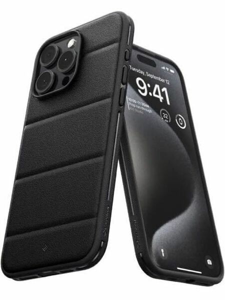 2023年Caseology iPhone 15 Pro 用 ケース 米軍MIL規格 耐衝撃 グリップ 滑り止め 落下防止 TPU カバー-アスレックス（ブラック）