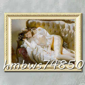 ☆美品◆美術品☆ 官能美女 人物画 絵画 美人画 美女 寝室 装飾品 額縁付き 40cm×60cm