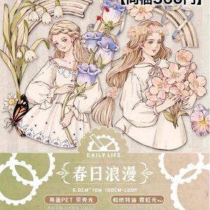 【Dairy Life】春日浪漫　貝殻光pet 切り売り 海外マステ1ループ　同梱360円