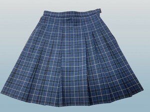 to_8538K ★定形外 配送★ 神奈川県 横浜市立山内中学 夏服 ブルーチェック柄 ボックスプリーツ プリーツスカート サイズW66