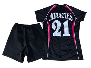 to_8684 ★定形外 配送★ 【MIRACLES・ミラクルズ】 女子 バレーボール ユニフォーム 上下セット アシックス 製 サイズ 上下ともに M