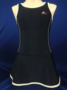 ka_1878 ★定形外 配送★ ADIDAS アディダス ネイビー 白パイピング スカートタイプ 競泳水着 150(M)