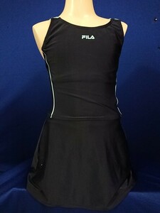 ka_2675 ★定形外 配送★ FILA フィラ 光沢系 ネイビー 水色ライン ミニスカート 競泳水着 160(L)