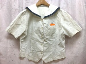 to_8535 ★定形外 配送★ 宮崎県 宮崎市立檍中学 夏服 半袖 指定セーラー服 チェック柄ライン サイズ LL バーシティメイト トンボ 製　制服