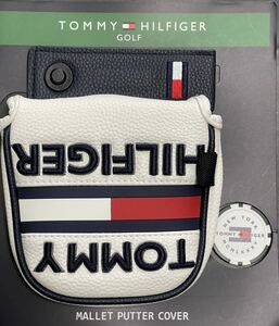 送料無料TOMMY HILFIGERトミーヒルフィガー合皮マレットパターカバーGermany製フィドロックベルトループ装着両面マーカーWhite(お買得)新品