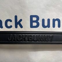 送料無料ジャックバニーbyパーリーゲイツ最新JACK BUNNY連ロゴ合成皮革ベルトJB型押しメタバックルSIZE調節unisex Black(お買得)新品_画像3