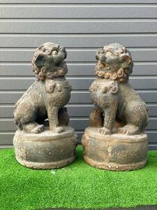 仏教美術 狛犬 木彫　江戸時代　一対 獅子 時代物 