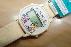タグ付き未使用 デッドストック ◆ セイコー アルバ ディズニー アニメタイム/デジタル バンビ　腕時計