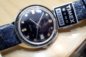 激レア/未使用 デッドストック ◆ タイメックス/TIMEX 電磁テンプ エレクトリック ブラックミラー文字盤 メンズ腕時計