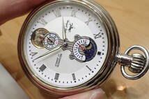 Royal Polo/ロイヤルポロ ◆ 24時間計/ムーンフェイズ　オープンハート 手巻き機械式懐中時計_画像8