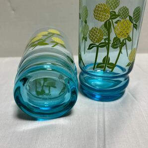 アデリア グラス 2個セット ガラスコップ シロツメクサ 花柄 アンティーク 昭和レトロの画像7
