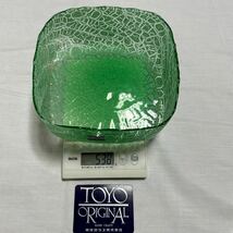 東洋ガラス　皿　鉢　グリーン　未使用品　TOYO ORIGINAL 昭和レトロ　アンティーク　ガラス_画像10