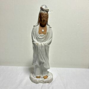 陶器 観音様 観音菩薩像 置物 仏教工芸品 レトロ アンティーク 仏教