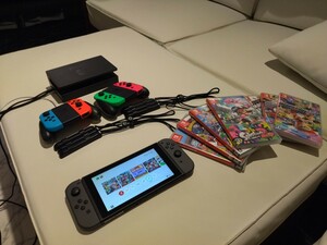 ★Nintendo Switch 本体 ソフト7本 ジョイコン6個セット★スイッチ マリオカート スマッシュブラザーズ等