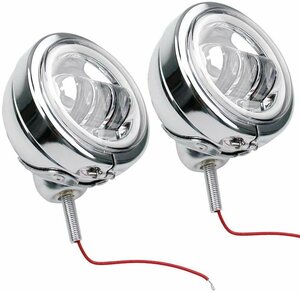 LED フォグランプ LEDフォグ 汎用 ハーレー風 補助ライト 4.5インチ DC 12V/24V 30W【イカリング付き】【シルバー】 ２個セット