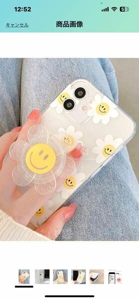 c210 iPhone12 mini ケース スマイリー にこちゃん 花 クリア 透明 キャラクター 韓国 ソフトケース カバー 携帯ケース スマホ かわいい