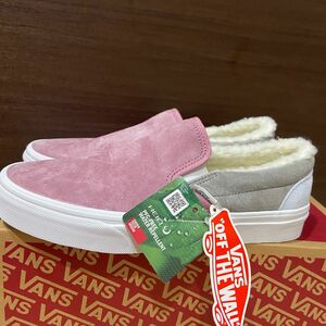 ラス1！US企画【vans】バンズ　ヴァンズ　ボア　ピンク×グレー　スリッポン