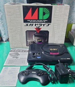 MD メガドライブ本体 16-BIT HAA-2510 コントローラー アダプター付属 動作確認済 現状品 MEGA DRIVE セガ SEGA 外箱説明書ハガキ付