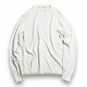 美品 近年 cruciani カシミヤ 100% 極上 ニット セーター 48 L 長袖 オフホワイト クルーネック ハイゲージ カシミア クルチアーニ italy