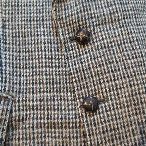 Harris Tweed ハリスツイード テーラードジャケット メンズ L相当 ウール ブレザー くるみボタン ブラウン系 良品 ⑩の画像5