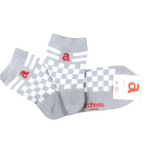 2024春夏 アルチビオ 市松模様ソックス シルバーグレー/白
