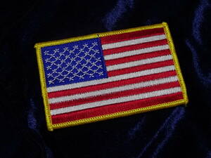 米軍納入工場製 米海軍 海兵隊 星条旗 アメリカ国旗 スターアンドストライプス パッチ ゴールドエッジ （ワッペン）