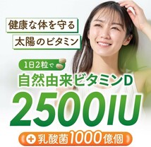 ビタミンD サプリメント2500IU 60粒×3袋 セット 国産 100%自然由来のビタミンD 健康維持 舞茸 エリンギ 酵母 乳酸菌 1000億個配合_画像2