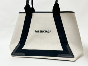 送料無料 BALENCIAGA バレンシアガ ネイビー カバスM ミディアム トートバッグ キャンバス ブラック ホワイト ポーチ 581292 超美品