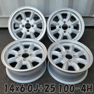 4本価格!! 14x6.0J+25 PCD 100 4H 14インチ 6j pcd 100 4穴 CB 73.1 新品ホイール マットサンドシルバー WR110-SIL