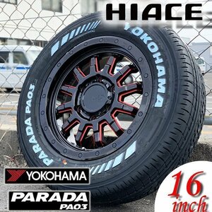 新品 ホワイトレター ハイエース レジアスエース 200系 16インチ タイヤホイール 4本セット 車検対応 ヨコハマ パラダ PA03 215/65R16