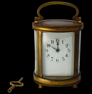 《ジャムルK》Kg0207-172◆送料無料◆ アンティーク FRANCE フランス製 置時計 鍵巻き カットガラス 真鍮製 カット硝子 