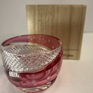 江戸切子 jewel kiriko x haku glass 桜の渦の酒盃 共箱付 the japan GIFT & collection