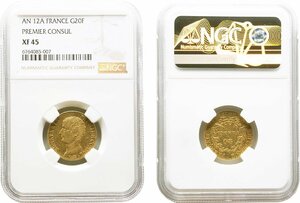 フランス　20フラン金貨　AN12A　美品　ナポレオン1世　NGC(XF45)