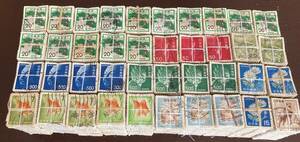 日本切手動植物国宝図案切手　500枚束x40 計20000枚。20円松7500枚他