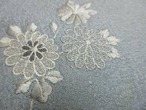 1円 中古 正絹 着物 訪問着 縮緬 卒業 入学 水色 相良刺繍 文箱 草花 高級 袷 身丈148cm 裄62cm【夢職】★★_画像10