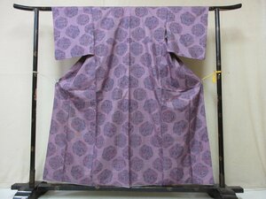 1円 中古 正絹 着物 本場大島紬 マルキ 花亀甲 オリエンタル草花 高級 袷 身丈143cm 裄65cm【夢職】★★