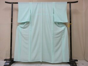 1円 良品 正絹 着物 縮緬 絽 色無地 一つ紋 黄緑 おしゃれ 単衣 身丈150cm 裄63cm【夢職】★★★