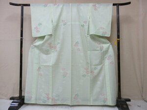 1円 良品 正絹 着物 絽 小紋 アンティーク レトロ 葛 葵 草花 高級 単衣 身丈152cm 裄63cm【夢職】★★★