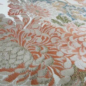 1円 良品 正絹 丸帯 総刺繍 アンティーク 大正浪漫 飛鶴 草花 古典文様 全通柄 高級 長さ388cm◆逸品◆【夢職】★★★★の画像5