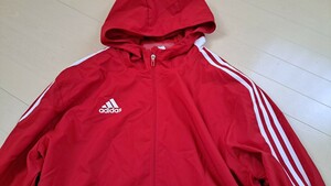 【4XO】 送料安 adidas アディダス パーカー ナイロンジャケット レッド 5XL