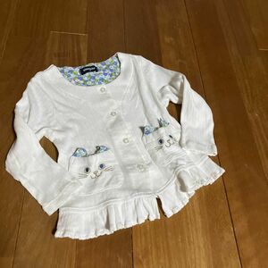 最終価格クレードスコープ猫ちゃんポケットカーディガン100