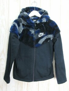 NIKE/ナイキ：カモ シェルパ フリース フルジップ フーディ LOOSE FIT サイズM/キッズ/145cm/中古/USED