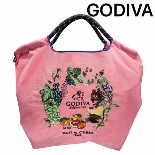 【新品】ゴディバ GODIVA ボールアンドチェーン　エコバッグ 未開封　バレンタイン　MS ピンク