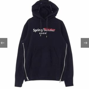 sacai サカイ19SSロゴプリント サイドジップスウェットパーカー Supreme ヴェトモン スウェットパーカー