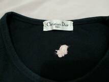 激レア Christian Dior クリスチャンディオール J'ADORE DIOR Tシャツ 半袖 ブラック プリント＆スパンコール 刺繍 トップス レディース_画像3